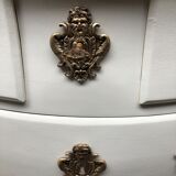 Curved chest of drawers white patina above marble louis XV style