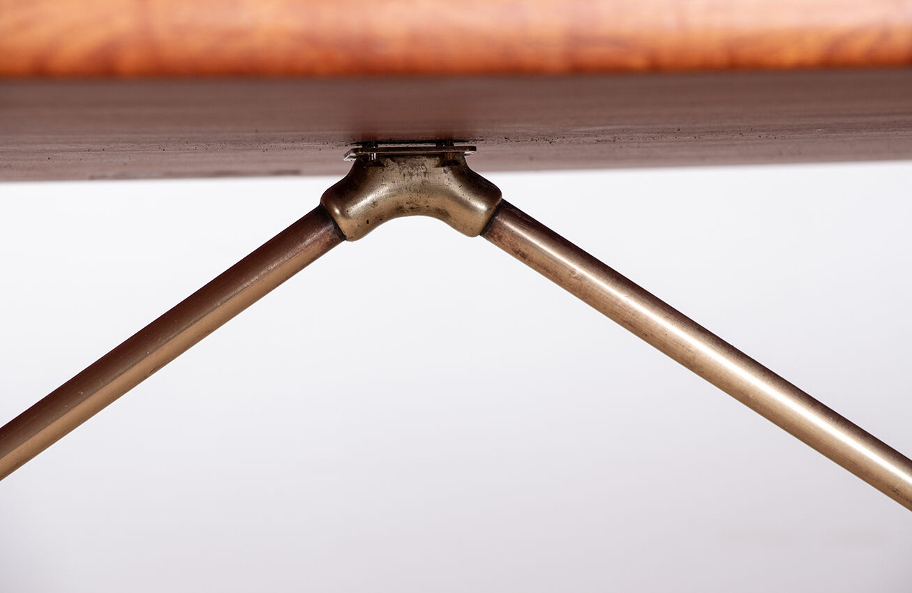 Danish dining table in teak, beech, and brass, model AT 303 Hans Wegner.