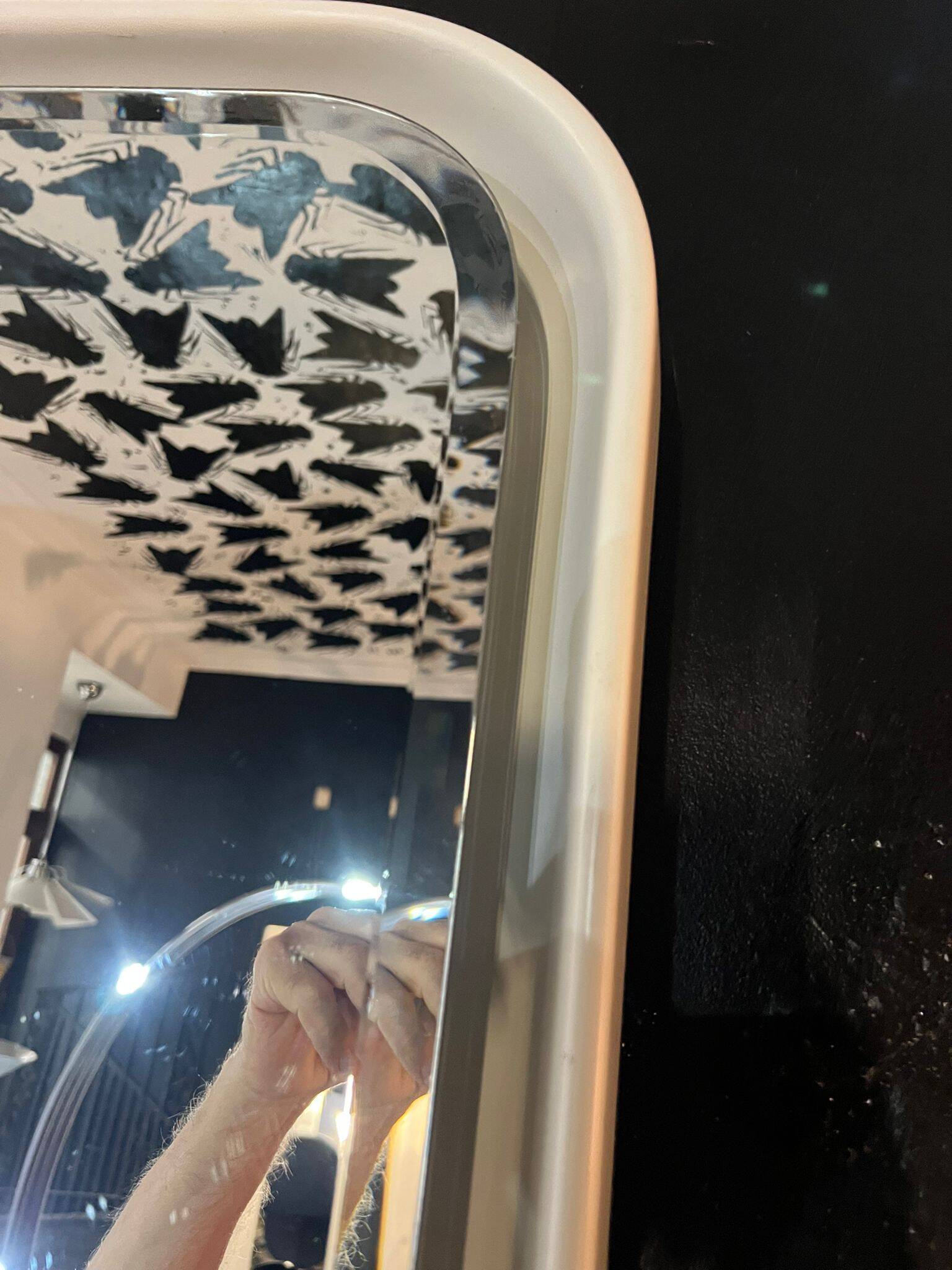 Fiberglass backlit mirror Italy 70s