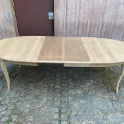 Louis XV oval extendable dining table stripped in solid oak 260cm 1970