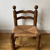 Low straw chair