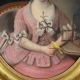 Important Pastel “The Girl with the Canary”, 19th century French school