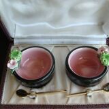 Vintage Keramos Sèvres salt cellars in their case