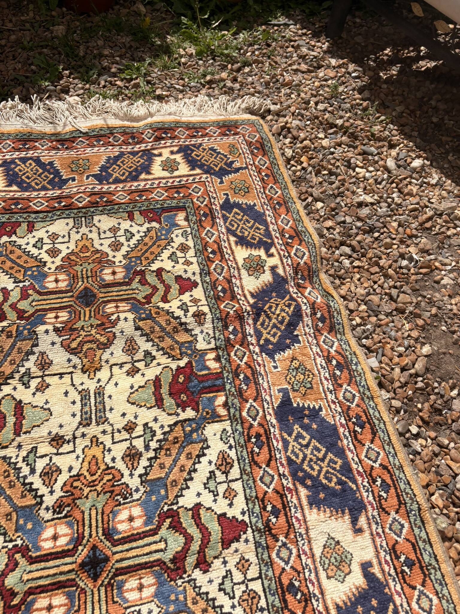 Vintage Oriental Handwoven Wool Caucasian Boho Chic Persian Rug 150x89
