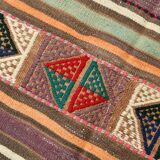 Tapis kilim vintage en laine, motifs géométriques et tons pastel,146x224 Cm