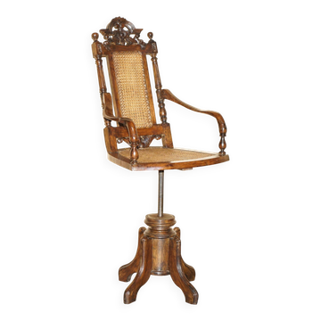 Chaise bergère pivotante de bureau victorienne antique