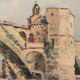 Avignon, the Saint Bénezet bridge, oil painting on panel signed B. Theaux