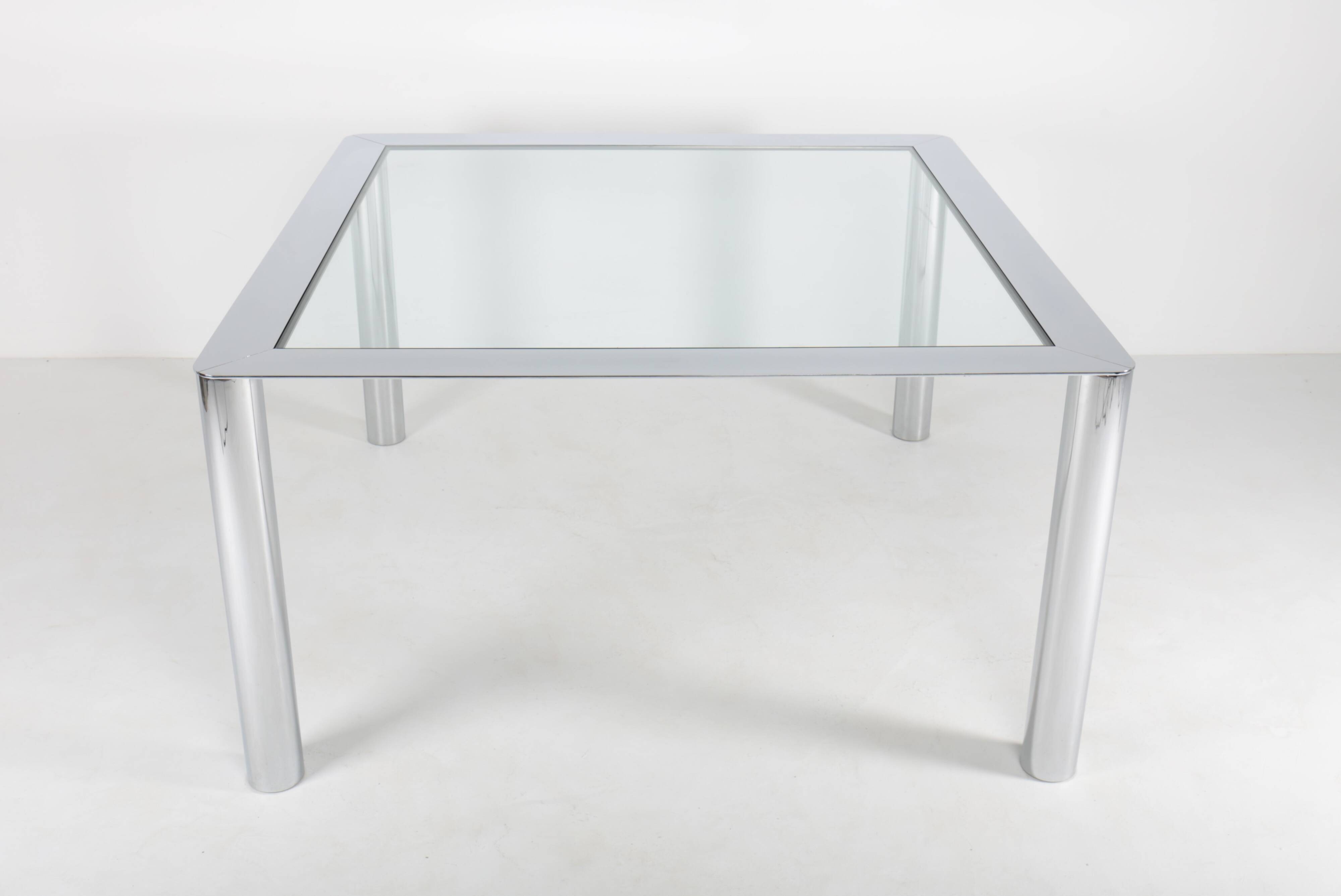 Square chrome-plated steel table by Sergio Mazza for Cinova, Italy, 1970s