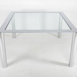 Square chrome-plated steel table by Sergio Mazza for Cinova, Italy, 1970s