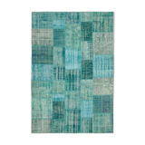 Tapis turc surteint fait à la main 204 cm x 303 cm Tapis Patchwork Turquoise