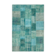 Handmade turkish overdyed 204 cm x 303 cm turquoise patchwork carpet