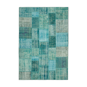 Tapis turc surteint fait à la main 204 cm x 303 cm Tapis Patchwork Turquoise