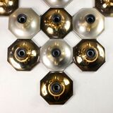 Octagonal silver brass wall lamp Motoko Ishii