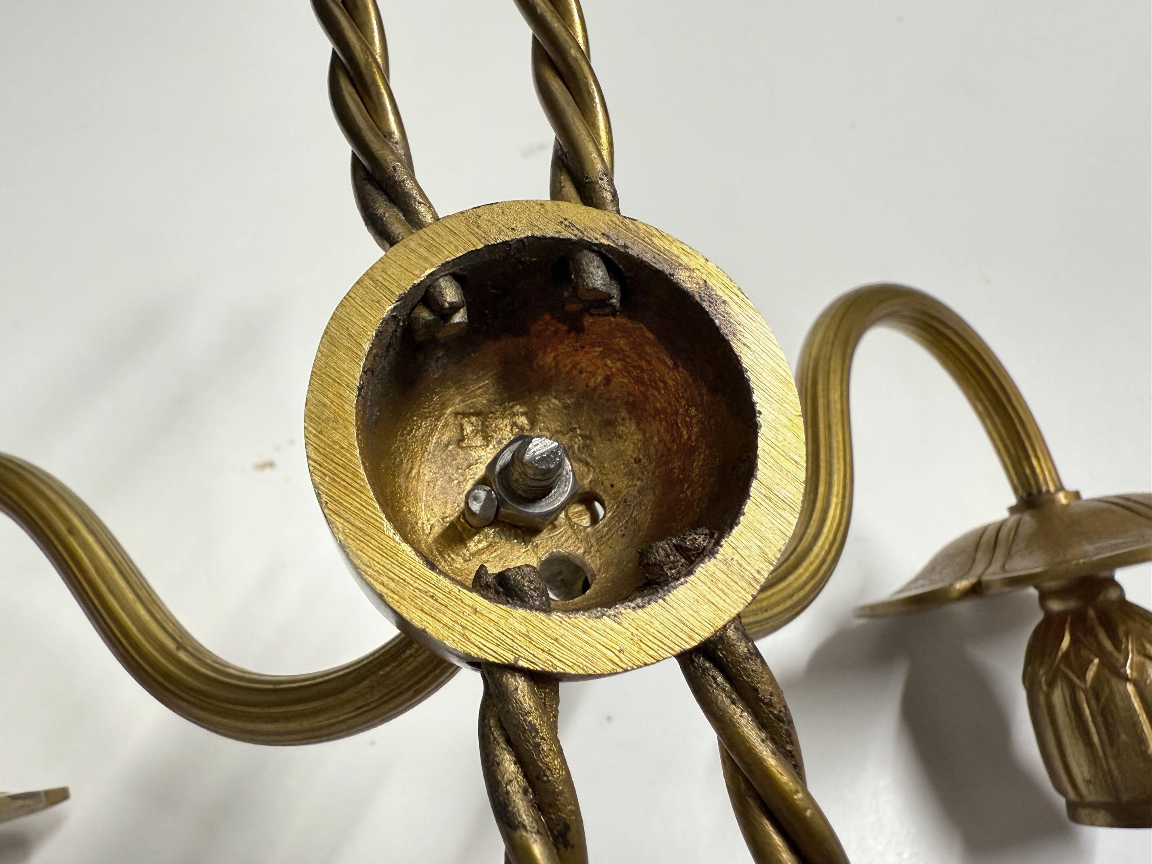 Antique Pair of 2-Light Wall Lights - Gilt Bronze - Louis XVI Style Knot
