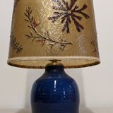Indigo blue glazed stoneware lamp and resin, France circa 1960.