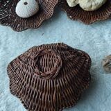 Vintage box in woven wicker shell shape