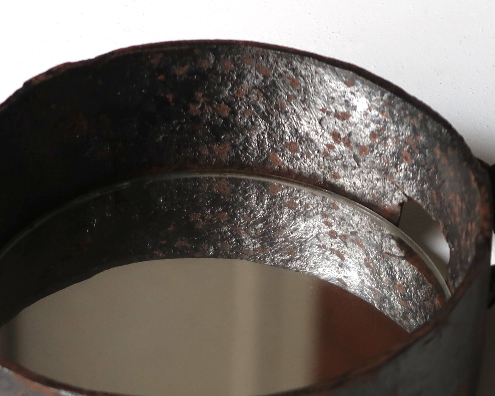 Round wrought iron metal mirror, 1950s