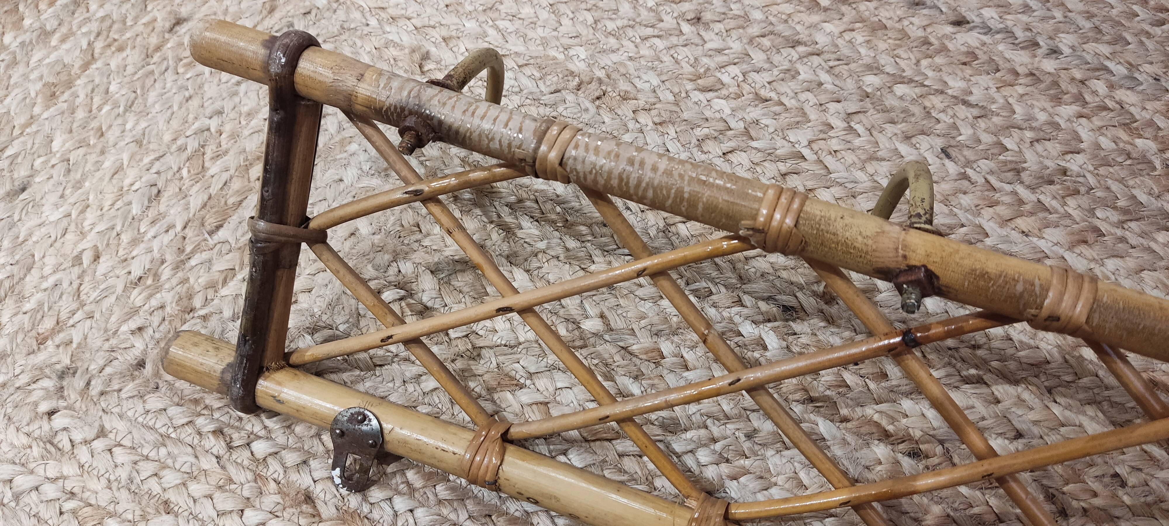 Bamboo and wicker wall coat rack