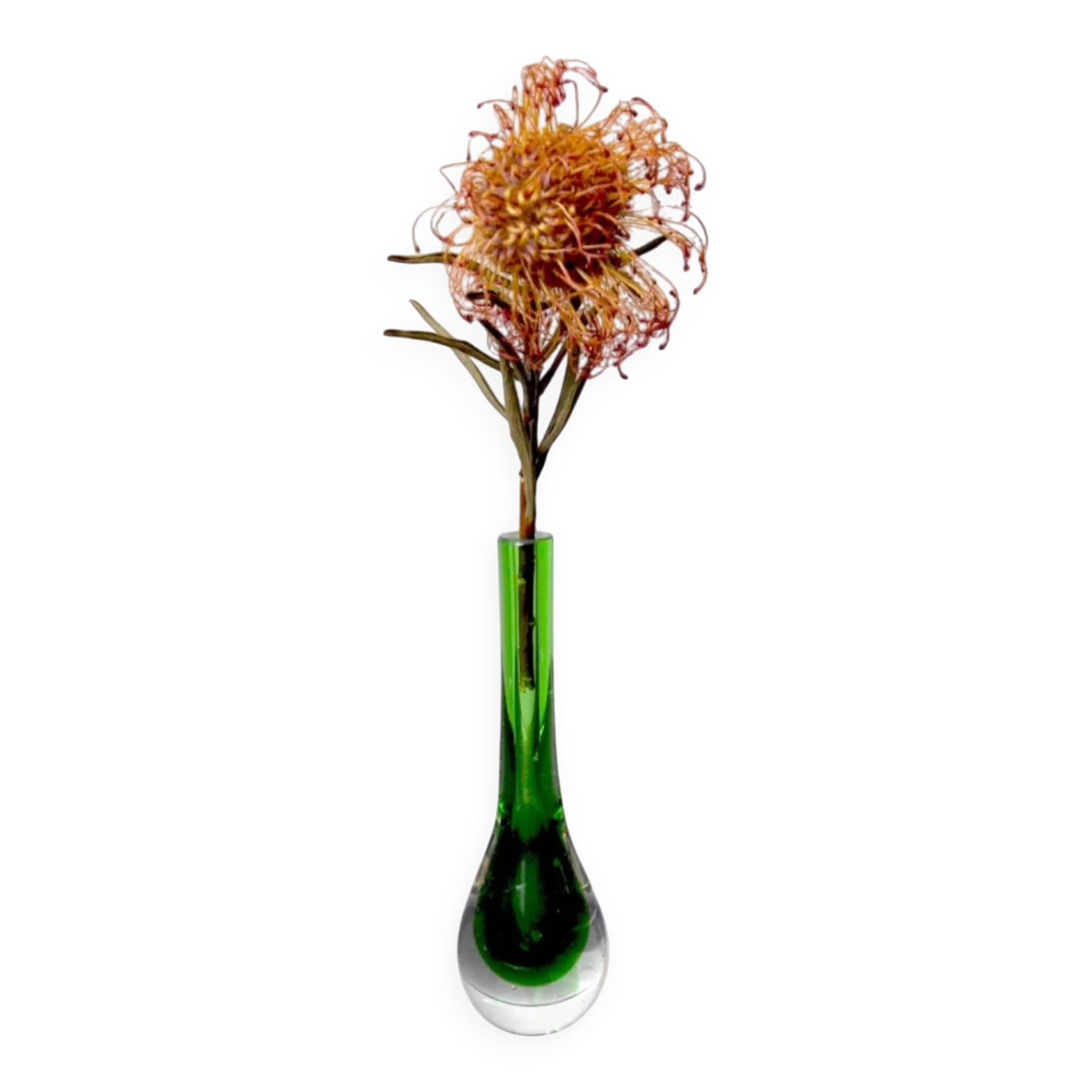 Green sommerso soliflor vase by Seguso, Murano, Italy, 1970