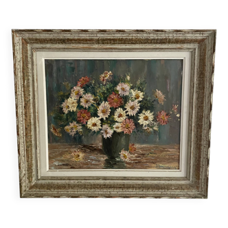 Oil on canvas, still life bouquet of flowers