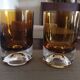 Duo de verres à whisky ou cocktail cristal ambré space age années 1960/1970