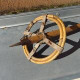 Pair of wooden skis and poles for children