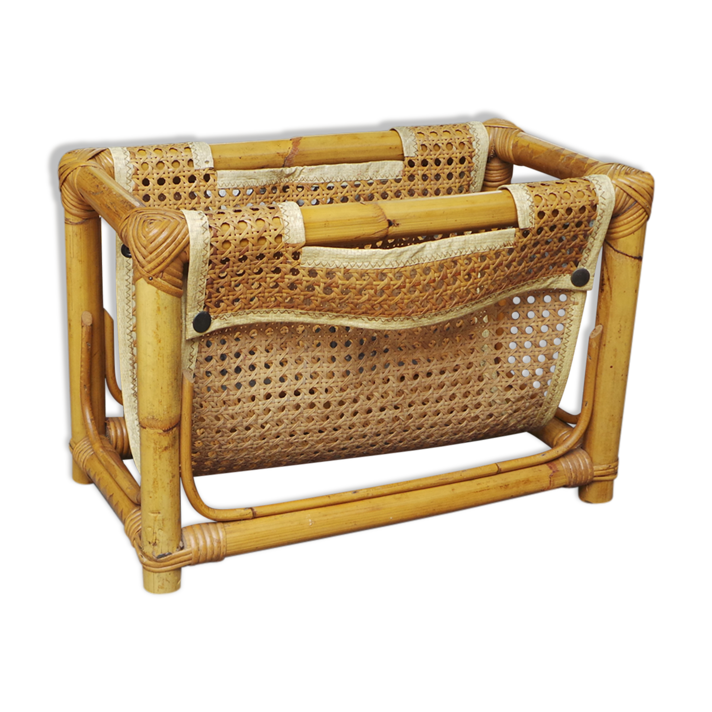 Vintage rattan magazine rack