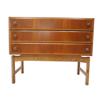 1960 Rare Teak and Oak Chest of Drawers by Krasna Jizba ,Czechoslovakia