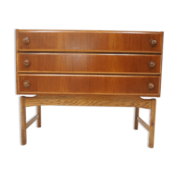 1960 Rare Teak and Oak Chest of Drawers by Krasna Jizba ,Czechoslovakia