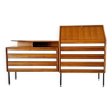 Midcentury Modern Zebra Walnut Sideboard with Drawers, La Permanente Cantu