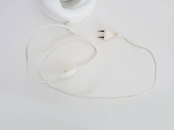 Lampe Serpent cobra Blanche Vintage en Céramique et globe opaline. Années 80