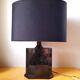 Lampe en céramique noir et or ,1980.