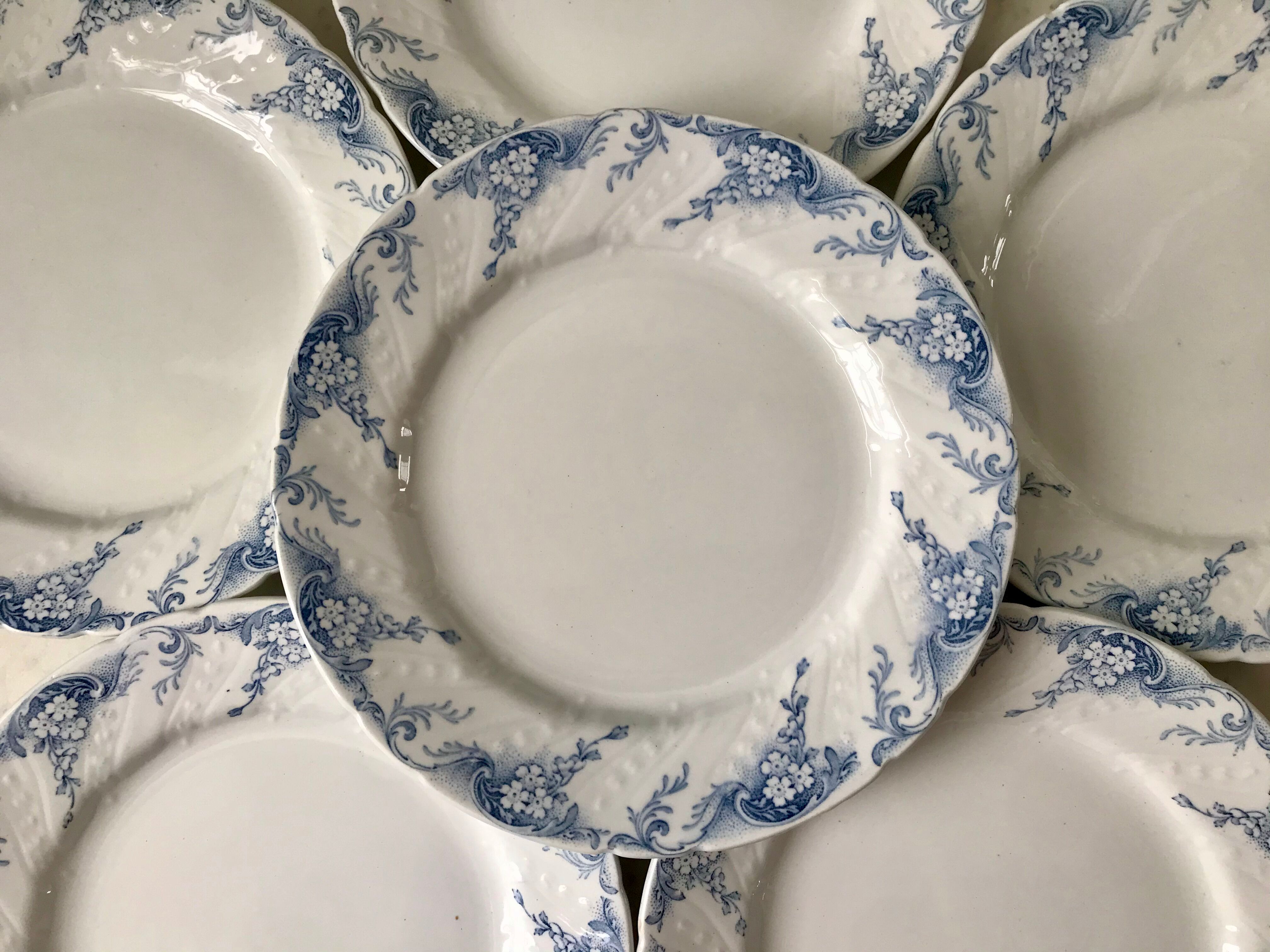 set of 6 flat plates in Iron Earth K&G Lunéville model "Angèle" late 19th century