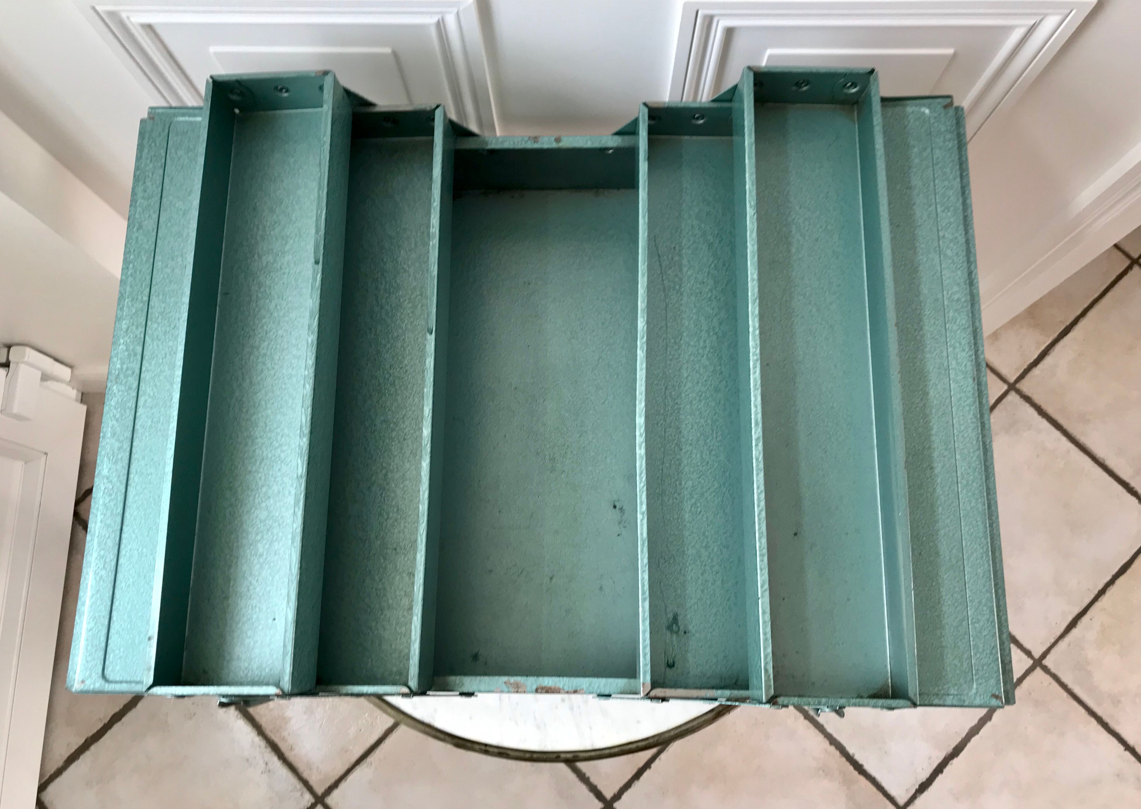 Old blue metal toolbox