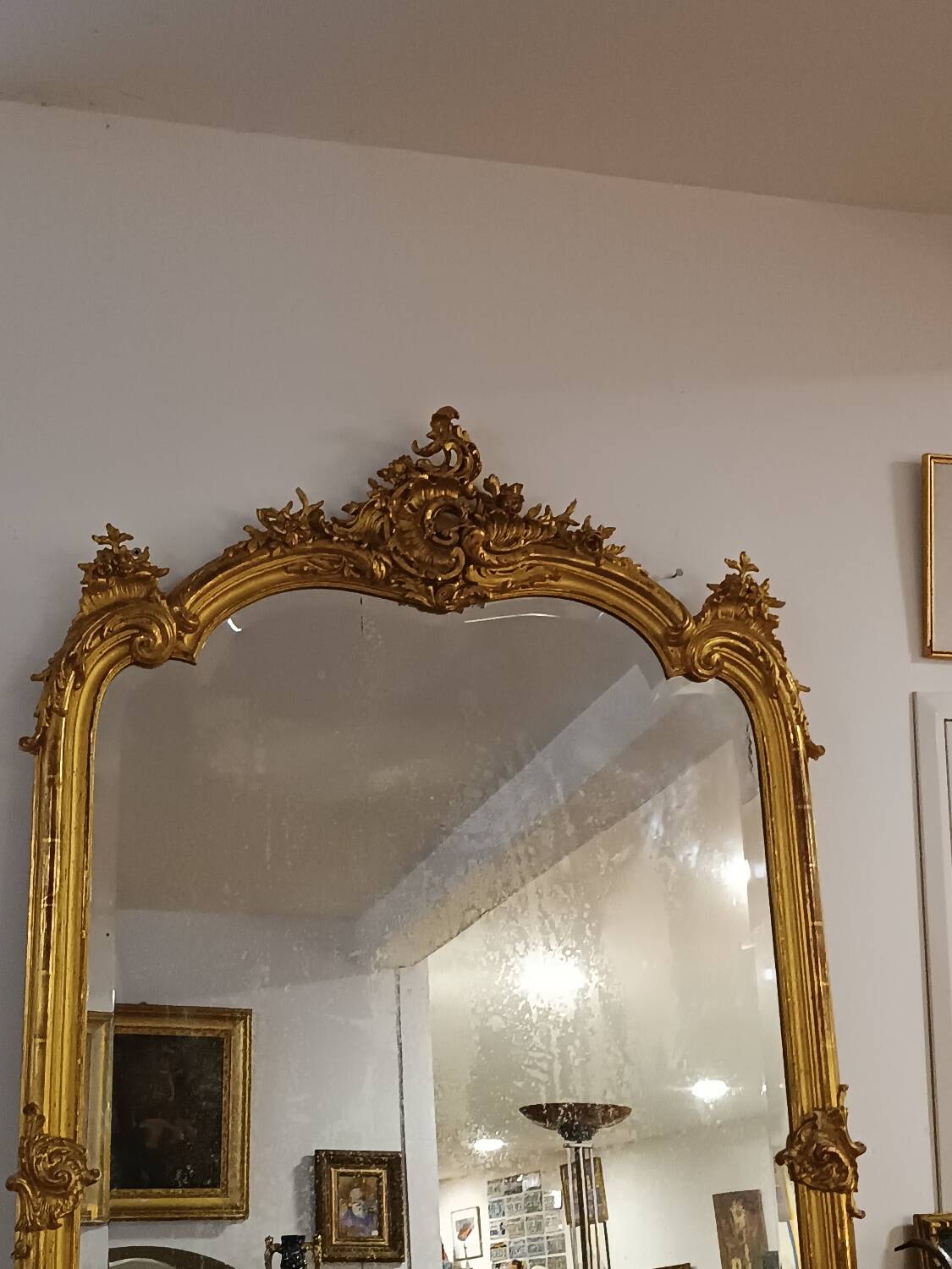 Large 19th century mirror gilded with gold leaf