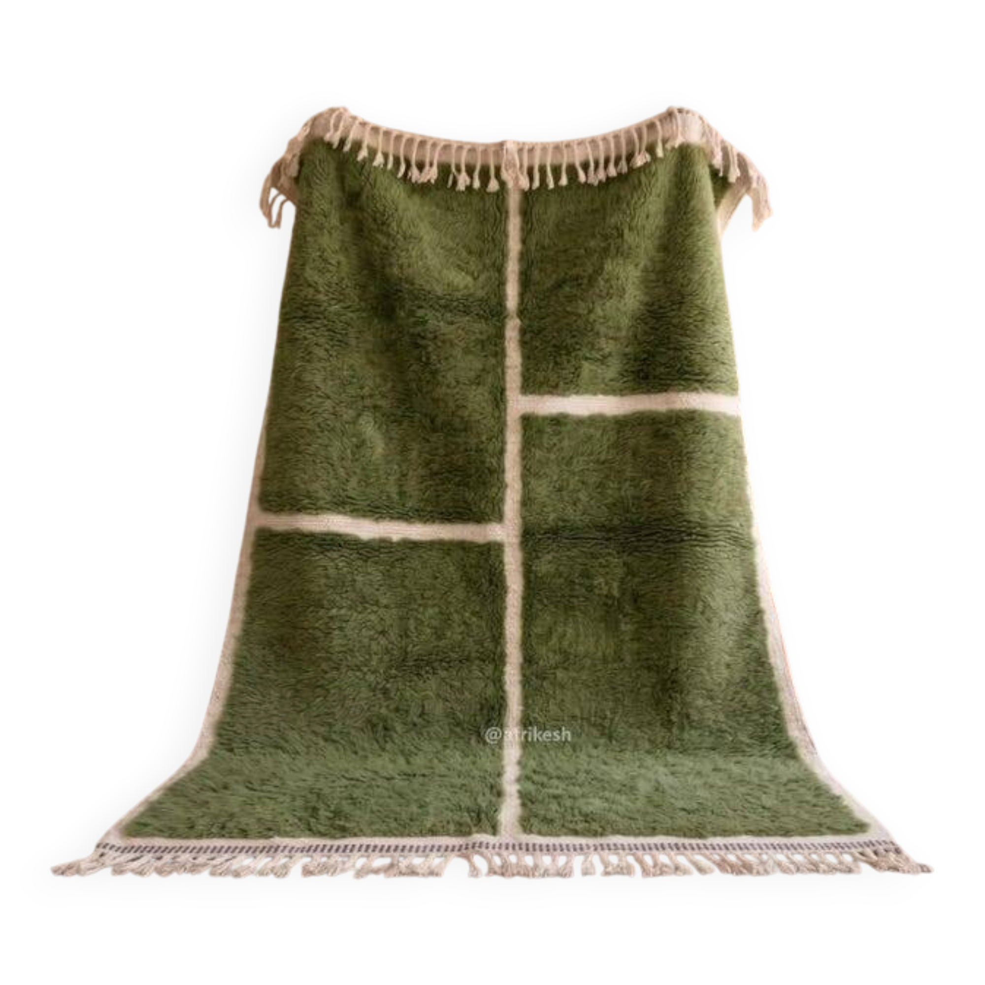 Handmade traditional Moroccan rug green 2/3 m
