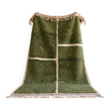 Tapis marocain fait main vert traditionnelle 2/3 m