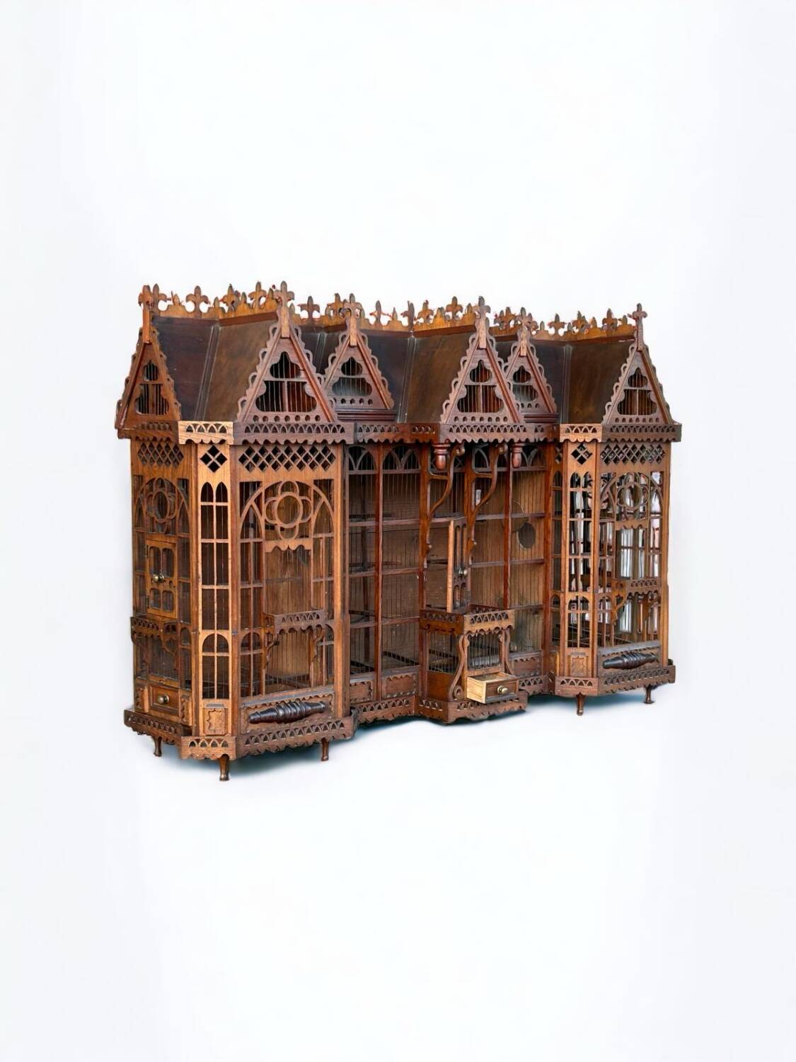 Important bird cage - aviary representing a house early 20th century l 158 cm