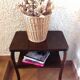Varnished wooden stand with two shelves and curved legs / 50s-60s