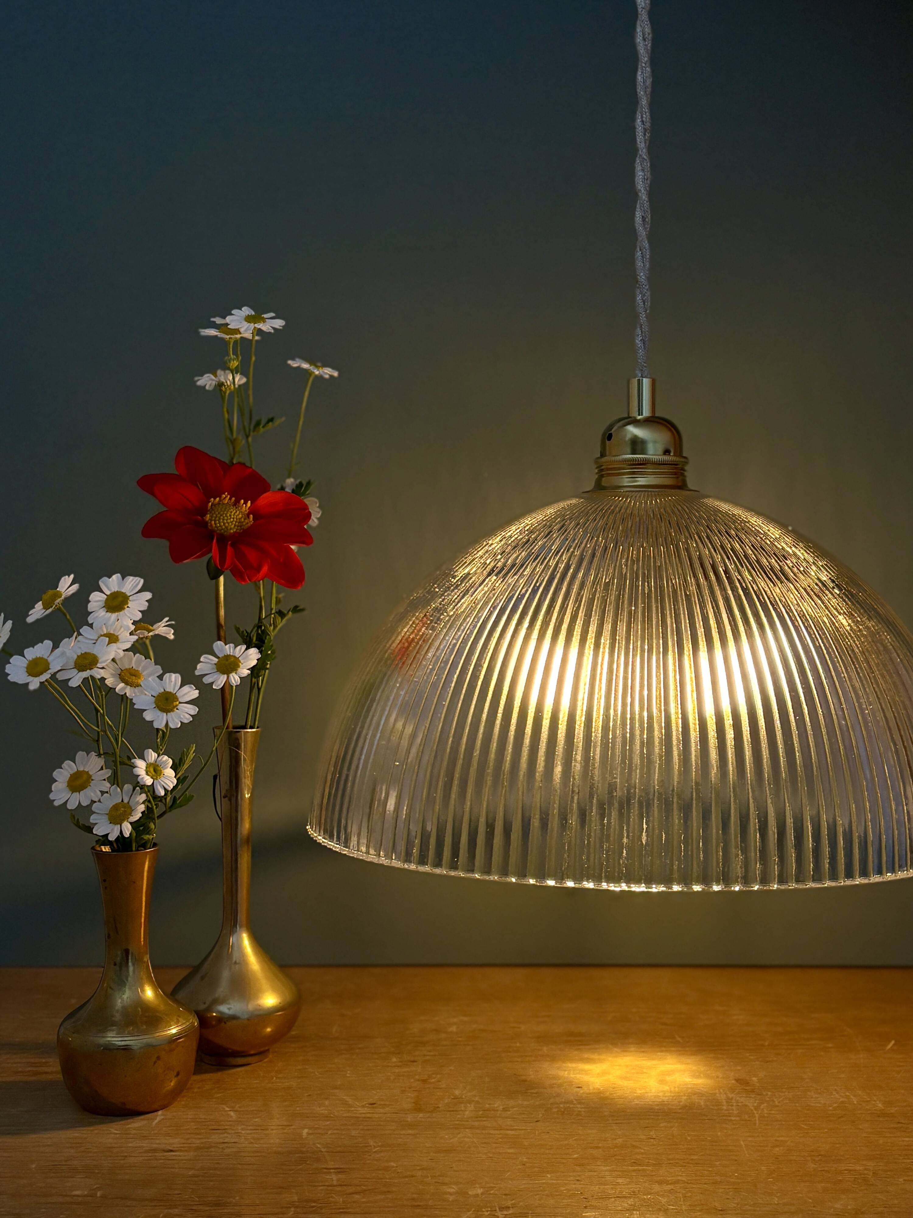Striped glass pendant light