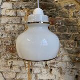 White opaline pendant light, 1970, Italy