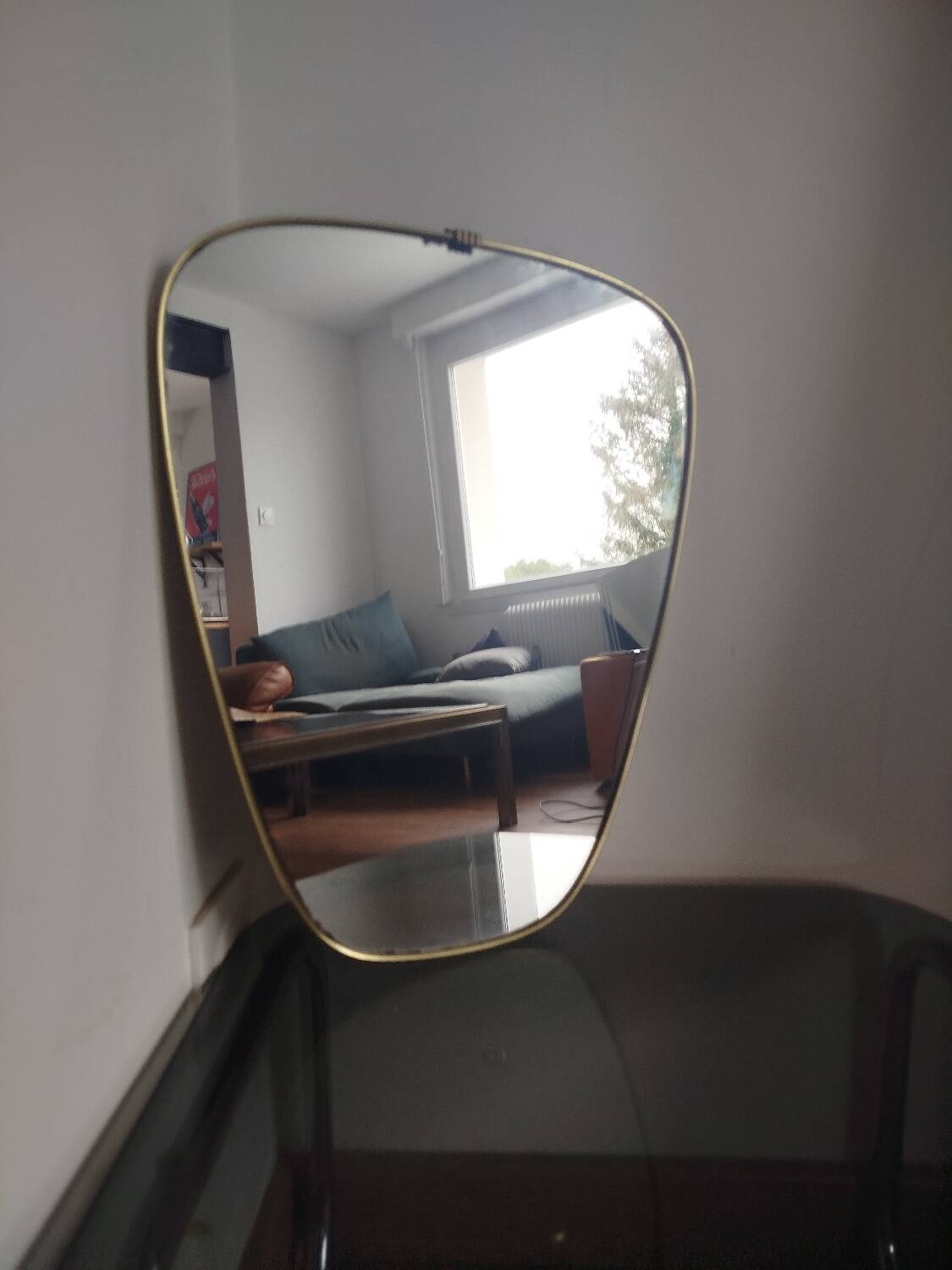 Vintage Brass Rear View Mirror, 1960s