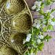 Vintage green ceramic oyster dish - Sarreguemines