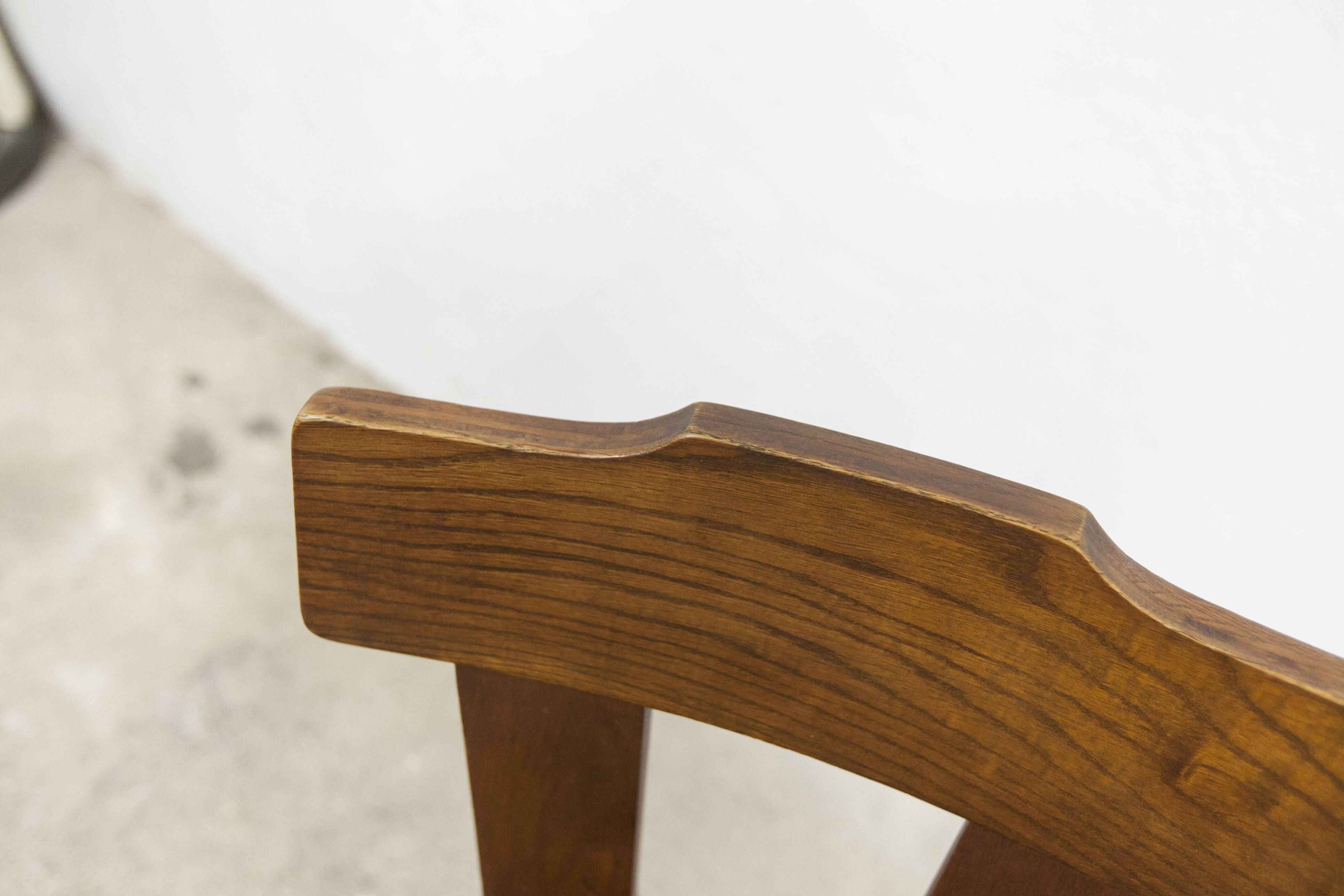 Chaise brutaliste 1960 bois massif