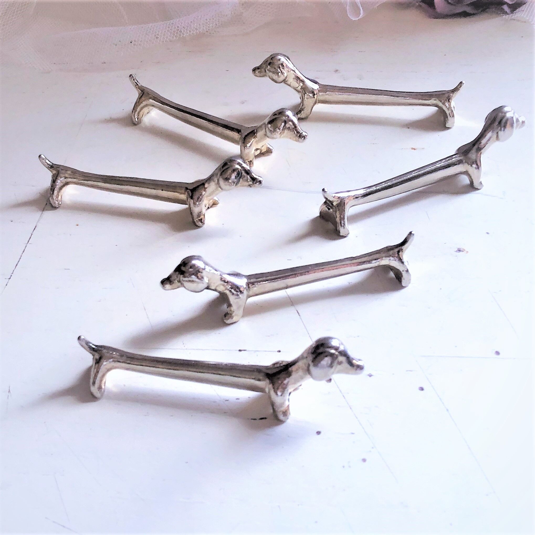Lot de 6 porte-couteaux en métal argenté