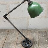 Old industrial workshop lamp two arms green enamel globe