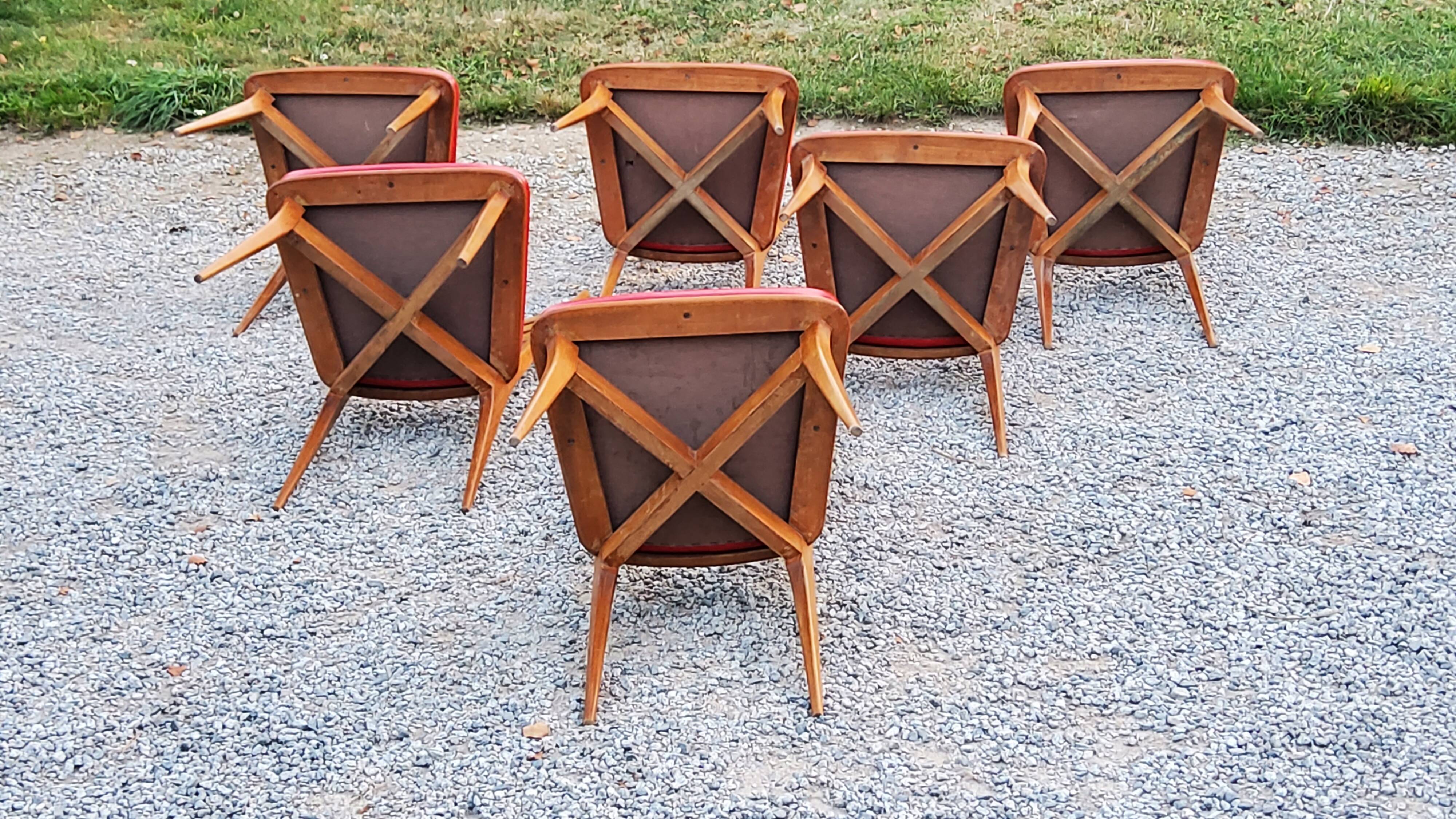 Set of 6 vintage Scandinavian style chairs from the 50s