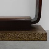 Console sculpturale Art Déco française avec plateau en verre, vers 1925