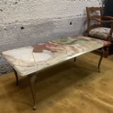 Table basse années 60 marbre/laiton