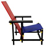 Vintage reproduction of Gerrit Rietveld's Red and Blue Chair. Circa 1960s